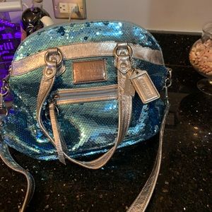 Unusual Blue Sequin Special Edition Coach Bag